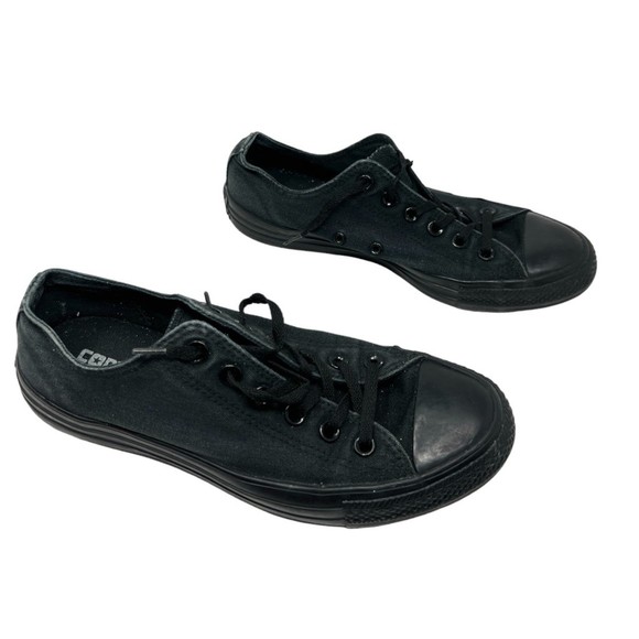 Converse Chuck Taylor shoes Mens 7 Womens 9 low top Monochrome Black sneakers - Picture 2 of 7